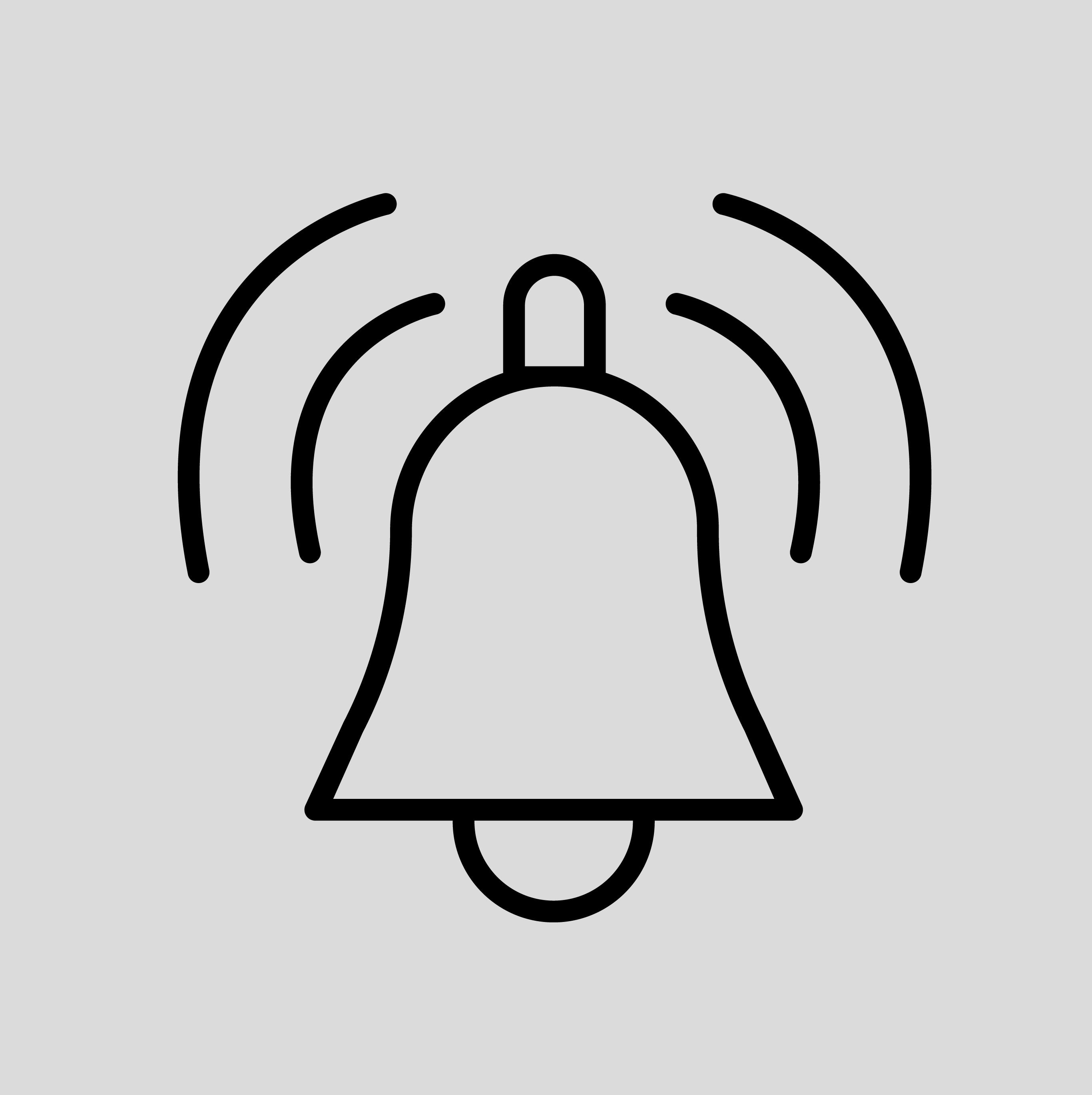 icon alarm bell, black outlined icon on light grey background