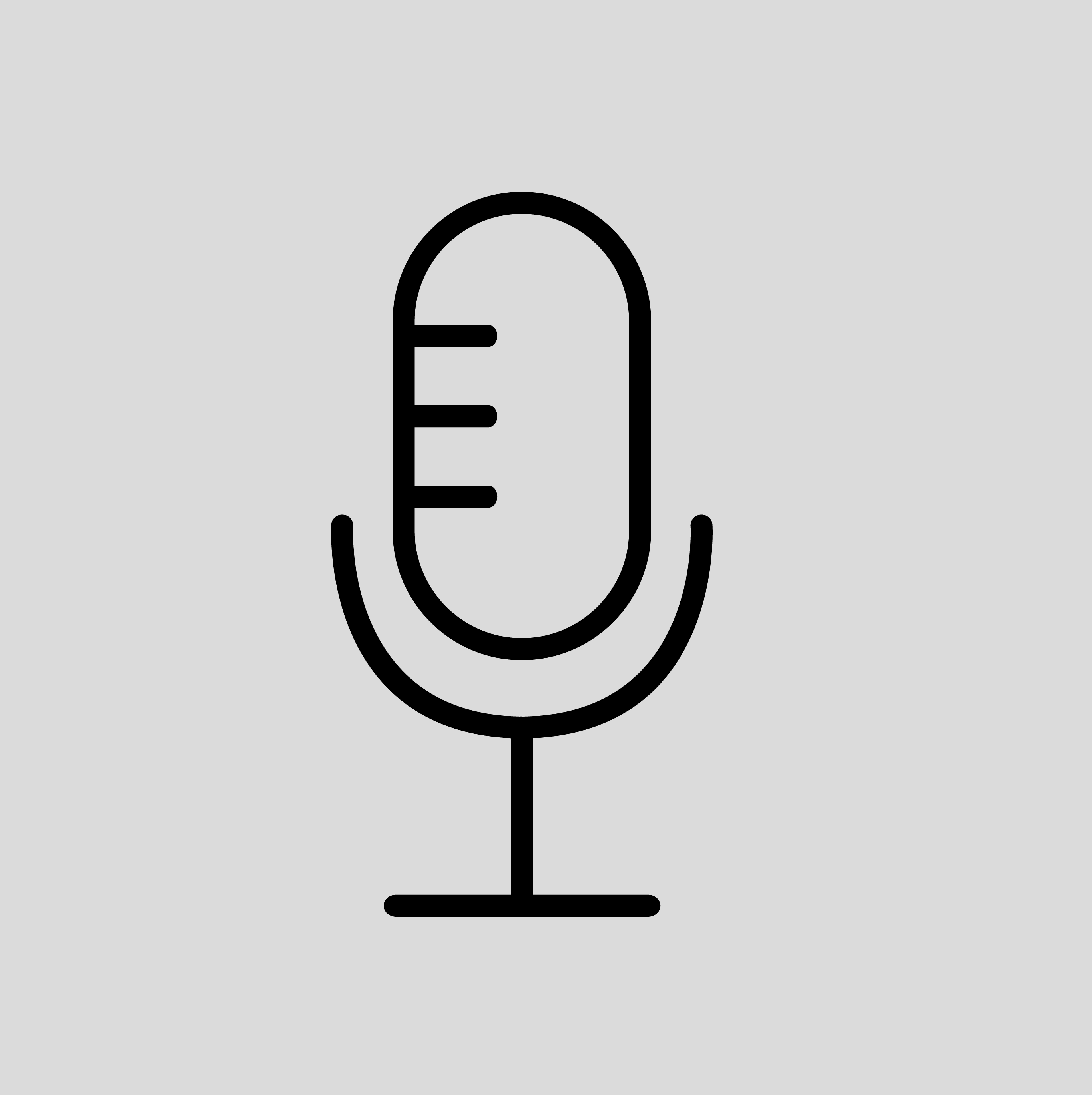 icon recorder microphone, black outlined icon on light grey background